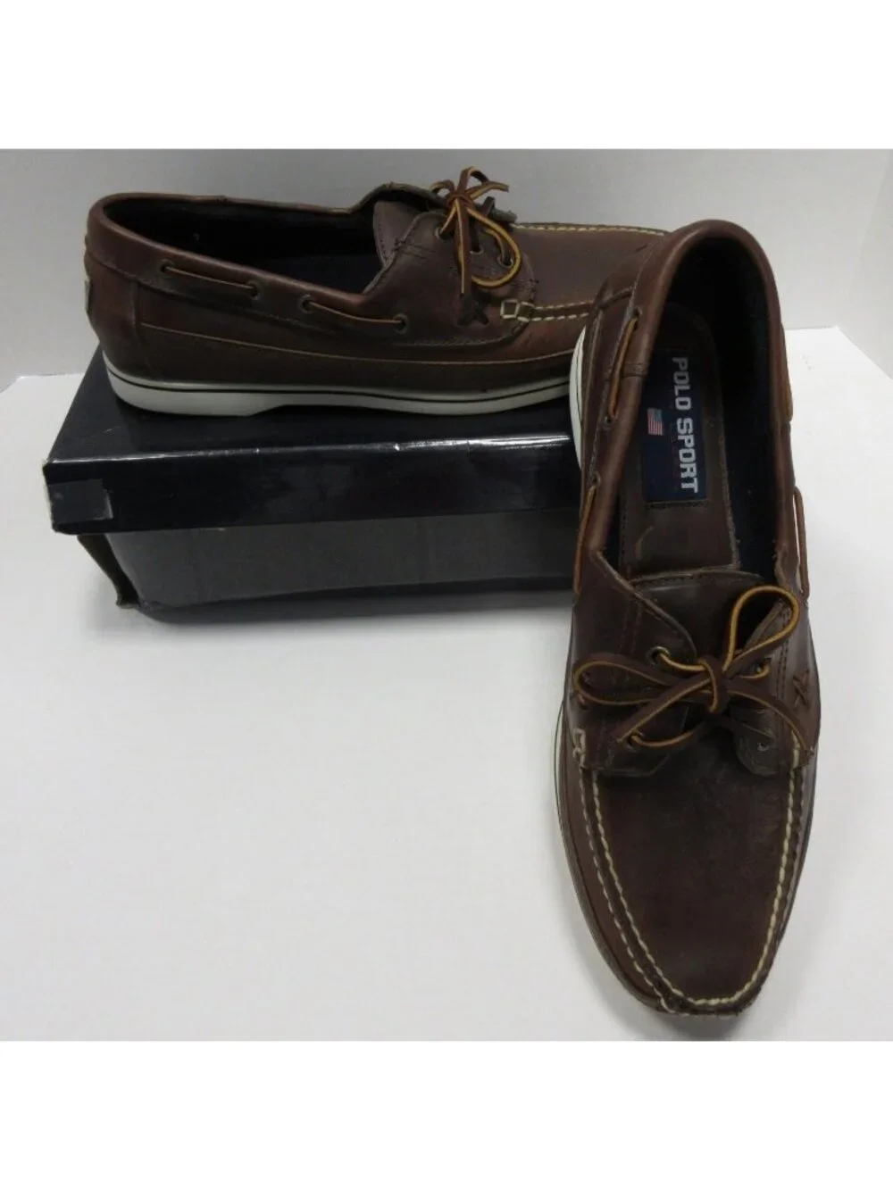 VTG Polo Ralph Lauren Sport Boat Shoes 11 D Leather Moccasin Lace Up